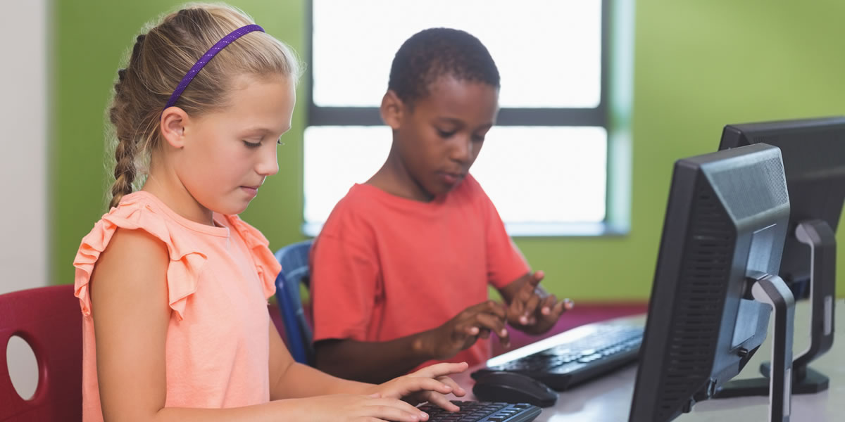 School Children at School Computers